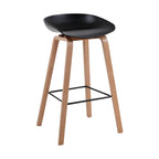 Mid-Century Modern Plastic Bar Stool with Wood Legs
