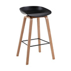 Mid-Century Modern Plastic Bar Stool with Wood Legs