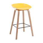 Mid-Century Modern Plastic Bar Stool with Wood Legs