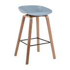 Mid-Century Modern Plastic Bar Stool with Wood Legs