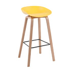 Mid-Century Modern Plastic Bar Stool with Wood Legs