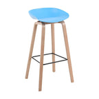 Mid-Century Modern Plastic Bar Stool with Wood Legs