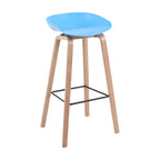 Mid-Century Modern Plastic Bar Stool with Wood Legs