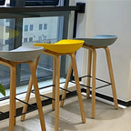 Mid-Century Modern Plastic Bar Stool with Wood Legs