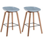 Mid-Century Modern Plastic Bar Stool with Wood Legs