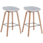 Mid-Century Modern Plastic Bar Stool with Wood Legs