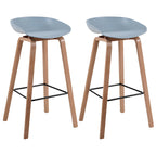 Mid-Century Modern Plastic Bar Stool with Wood Legs