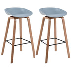 Mid-Century Modern Plastic Bar Stool with Wood Legs