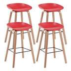 Mid-Century Modern Plastic Bar Stool with Wood Legs