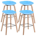 Mid-Century Modern Plastic Bar Stool with Wood Legs