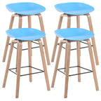 Mid-Century Modern Plastic Bar Stool with Wood Legs