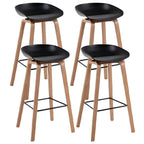 Mid-Century Modern Plastic Bar Stool with Wood Legs