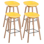 Mid-Century Modern Plastic Bar Stool with Wood Legs