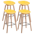 Mid-Century Modern Plastic Bar Stool with Wood Legs