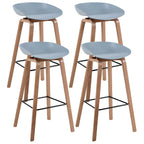 Mid-Century Modern Plastic Bar Stool with Wood Legs