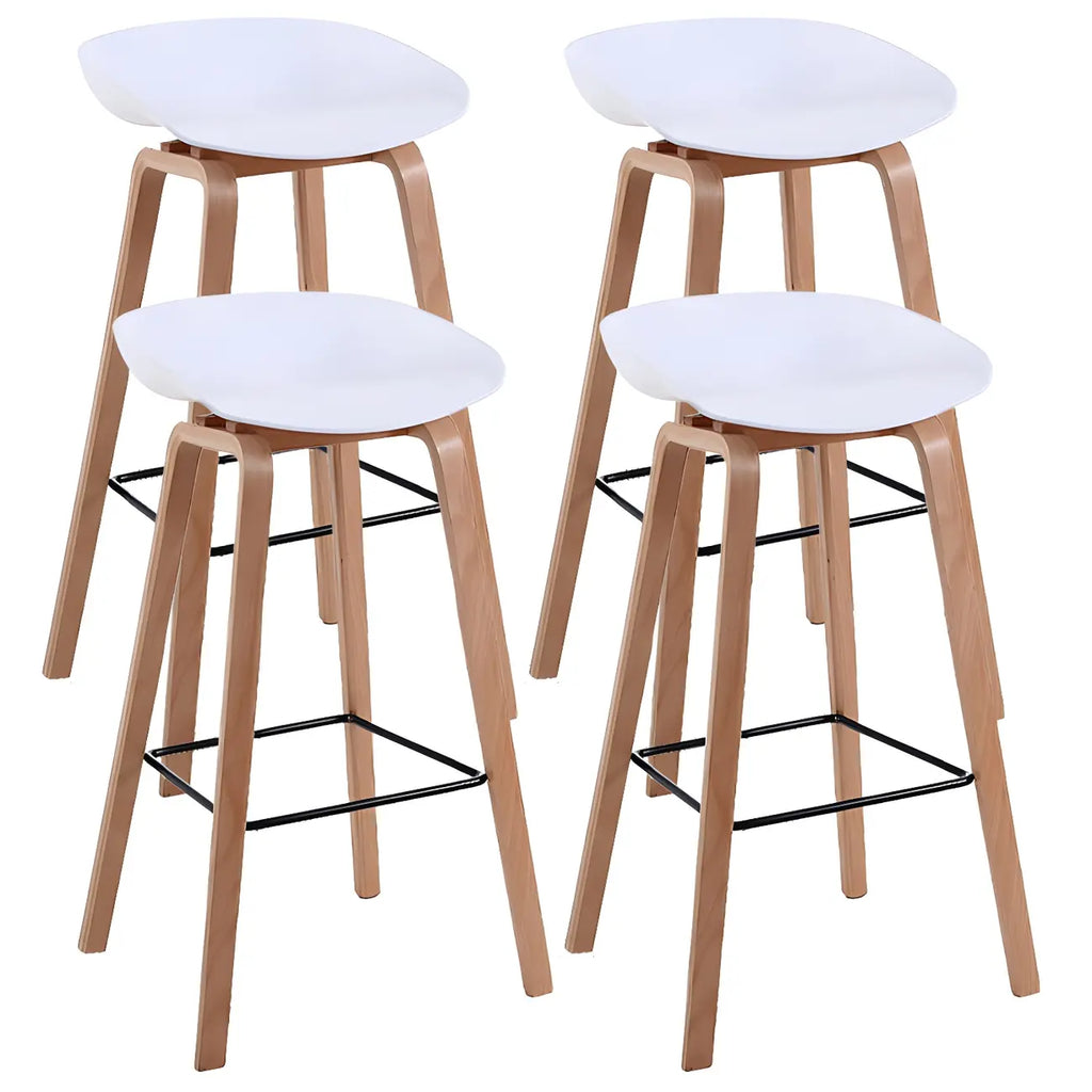 Mid-Century Modern Plastic Bar Stool with Wood Legs
