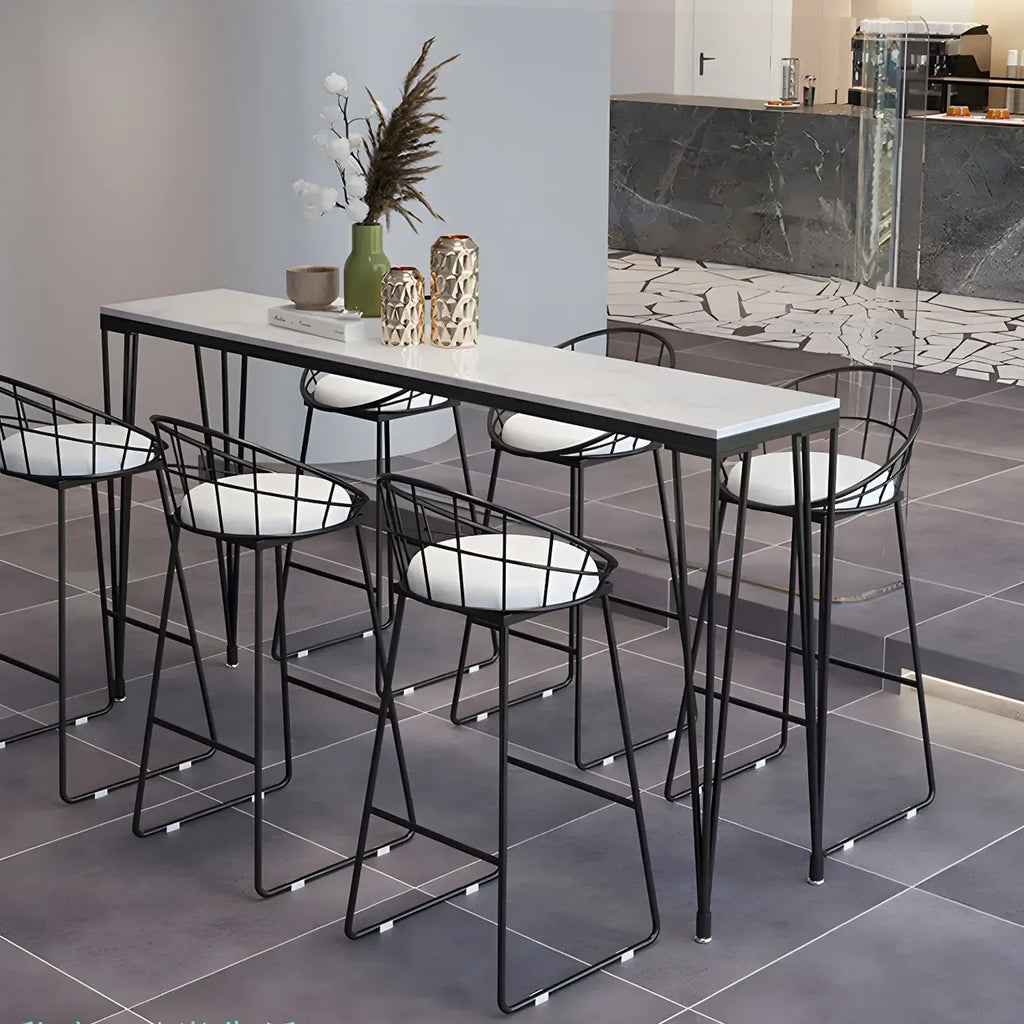 Sleek Black Faux Marble Top Bar Tables