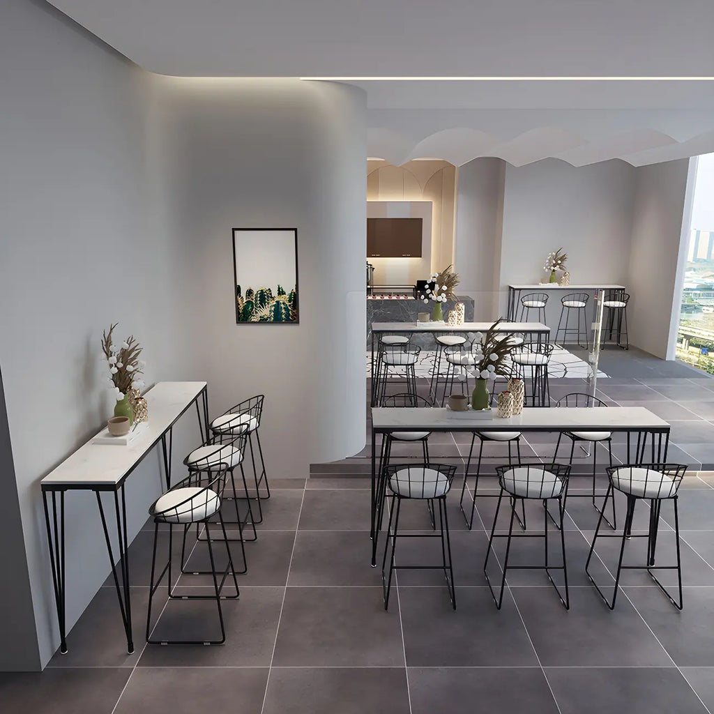Sleek Black Faux Marble Top Bar Tables