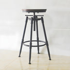 Industrial Metal Leather Swivel Bar Stools with Back