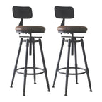 Industrial Metal Leather Swivel Bar Stools with Back