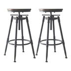 Industrial Metal Leather Swivel Bar Stools with Back