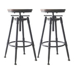 Industrial Metal Leather Swivel Bar Stools with Back