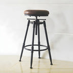 Industrial Metal Leather Swivel Bar Stools with Back