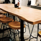 Modern Brown Wood Iron Sled Bar Table for Pub