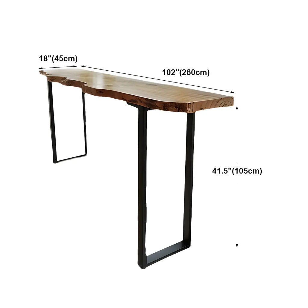 Modern Brown Wood Iron Sled Bar Table for Pub