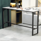 Modern Marble Counter Height Table with Trestle Design