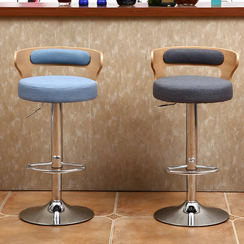Adjustable Round Leather Swivel Bar Stools with Back