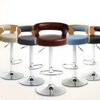 Adjustable Round Leather Swivel Bar Stools with Back