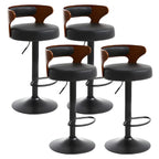 Adjustable Round Leather Swivel Bar Stools with Back