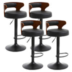Adjustable Round Leather Swivel Bar Stools with Back