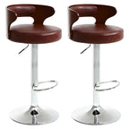 Adjustable Round Leather Swivel Bar Stools with Back