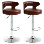 Adjustable Round Leather Swivel Bar Stools with Back