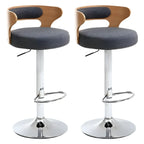 Adjustable Round Leather Swivel Bar Stools with Back