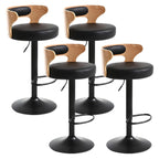 Adjustable Round Leather Swivel Bar Stools with Back