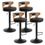 Adjustable Round Leather Swivel Bar Stools with Back