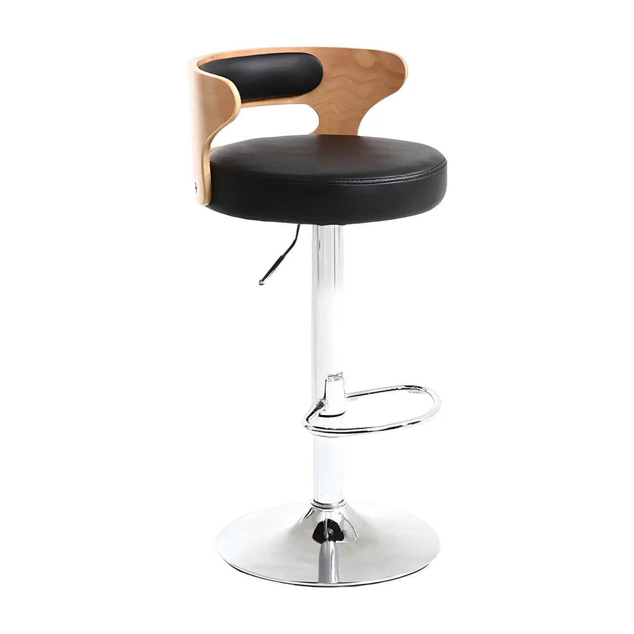 Adjustable Round Leather Swivel Bar Stools with Back