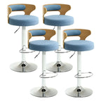 Adjustable Round Leather Swivel Bar Stools with Back