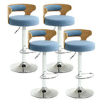 Adjustable Round Leather Swivel Bar Stools with Back