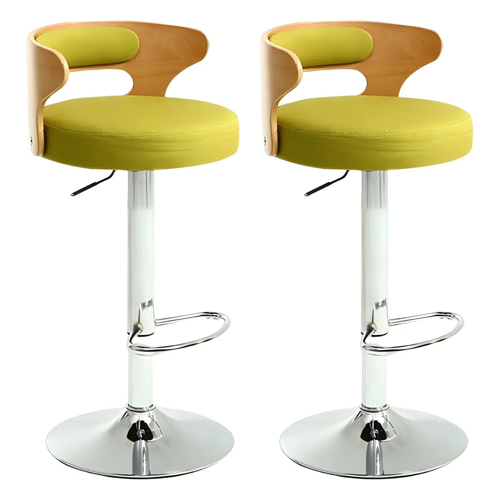 Adjustable Round Leather Swivel Bar Stools with Back