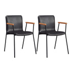 Leather Metal Legs Armrest Backrest Dining Chair