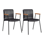 Leather Metal Legs Armrest Backrest Dining Chair