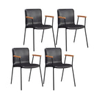 Leather Metal Legs Armrest Backrest Dining Chair