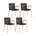 Leather Metal Legs Armrest Backrest Dining Chair