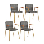 Leather Metal Legs Armrest Backrest Dining Chair