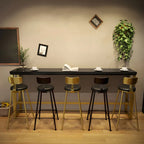 Black Gold Glam Metal Pine Wood Bar Tables with Footrest