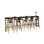 Black Gold Glam Metal Pine Wood Bar Tables with Footrest